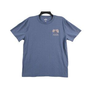 Hollister Mens Blue Graphic Tee With Palm Tree Embroidery Size M